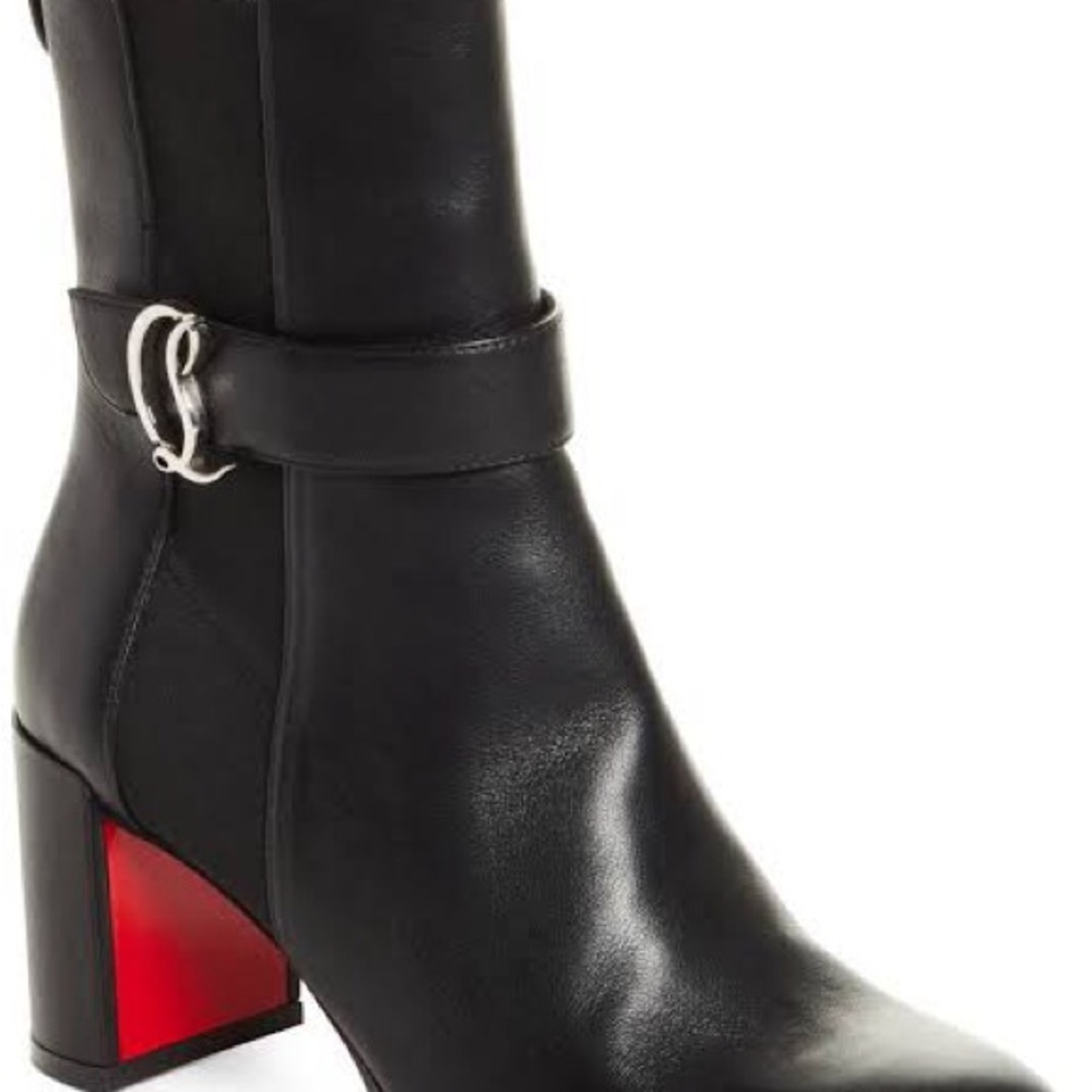 Christian Louboutin Black Heeled Boots with Signature Red Sole